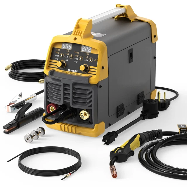 250A Aluminum MIG Welder, 110V/220V MIG/Lift TIG/Stick Welding Machine