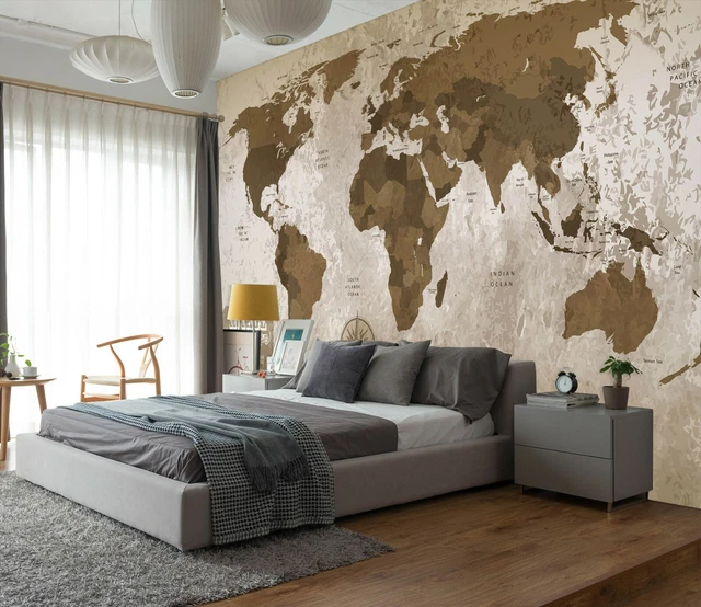 3D BROWN EARTH A651 World Map Wallpaper Wall Mural Removable Self ...