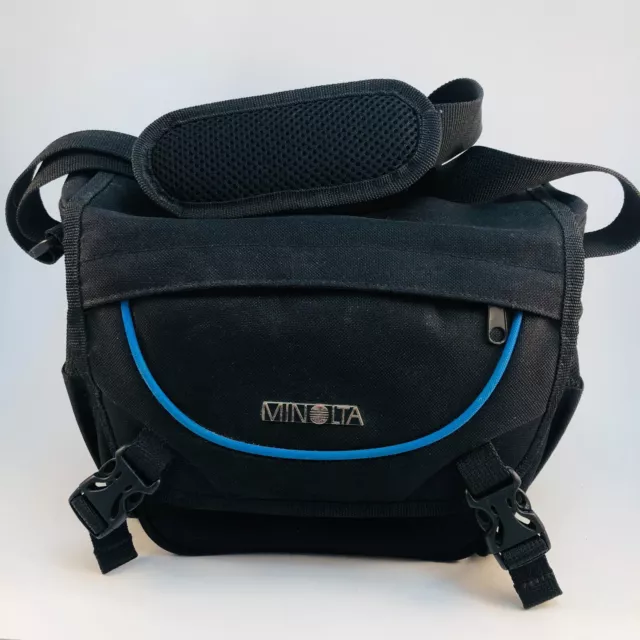 Minolta Camera Bag Case Black Padded Sections Adjustable Strap zipper sections