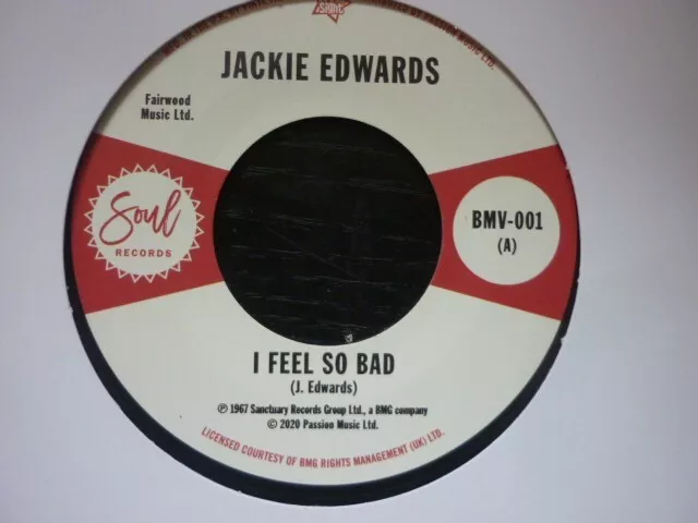 jackie edwards i feel so bad /del davis baby uk re issue northern soul  45