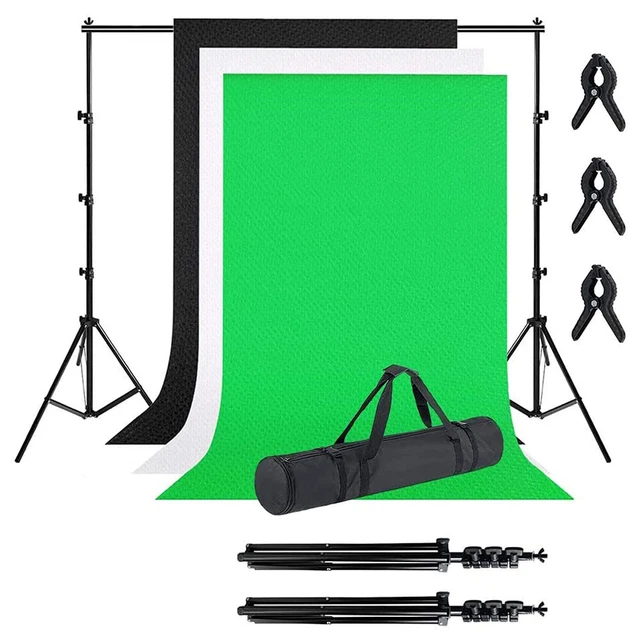 Teleskop Fotostudio Komplettset Hintergrundsystem 2,6x3m Stativ Hintergrund Neu#