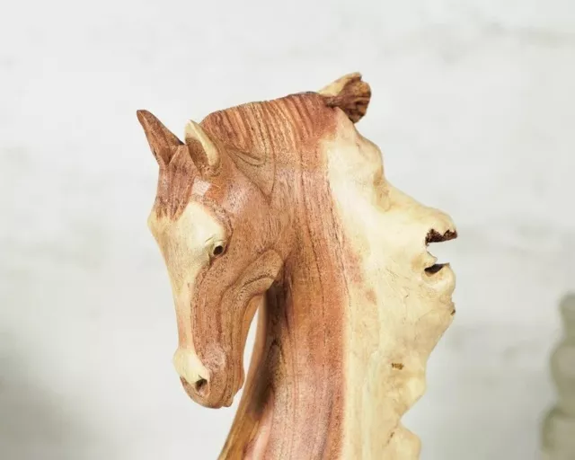 Wooden Horse Head Sculpture, Wood Carving, Hand Carved Statue, Animal, Home Gift 3