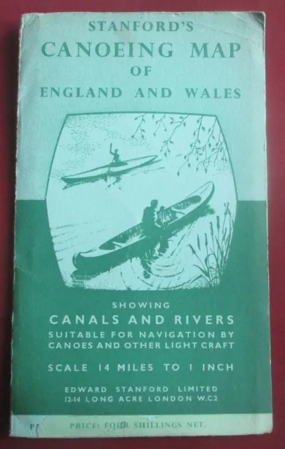 Stanford's Canoeing Map Of England & Wales Canals Rivers For Canoes Light Craft