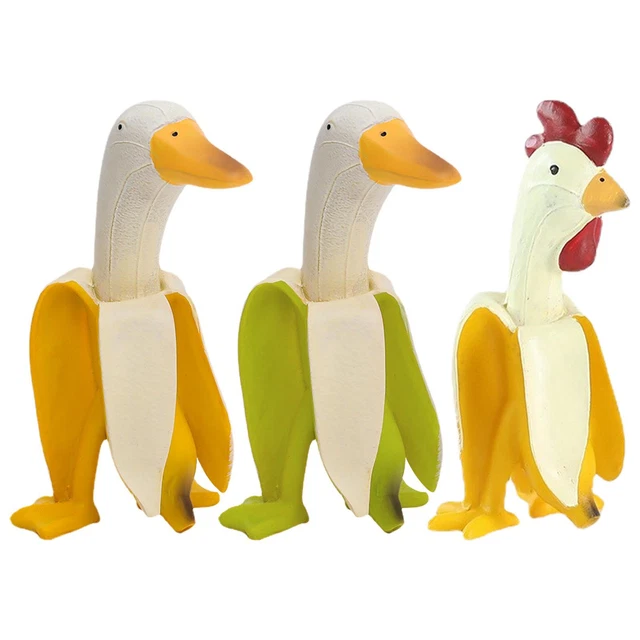BANANA DUCK STATUE Cute Resin Duck Figurine Garden Funny Creative Art