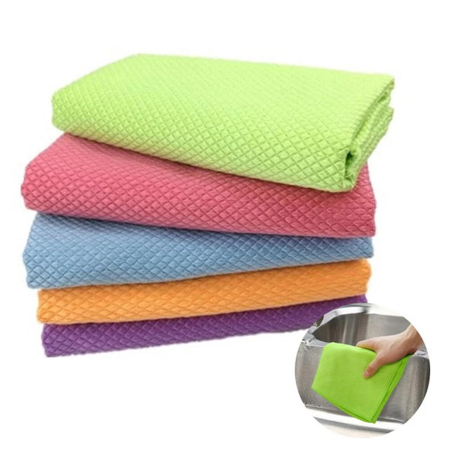 Clean Rags Kitchen 5 PCS MICROFIBER Cleaning Rags Washcloth Kitchen Glass Fish Scales EUR ...