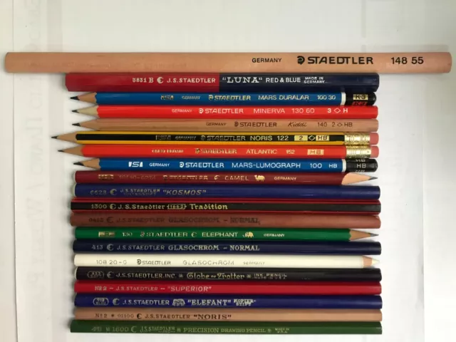 20 Hard-To-Find Vintage Staedtler Pencils:elephant,Minerva, Noris,Tradition,Luna