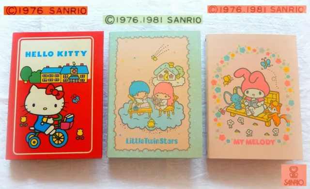 ꕤVintage SANRIO Twin Stars Melody Kitty 1976-81 Quaderni Copertine Anelli PULITI