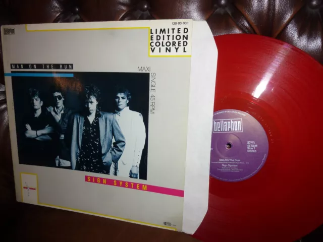 Maxi 12" Italo Disco, Sign System, Man on the run, Limited Edition Red vinyl