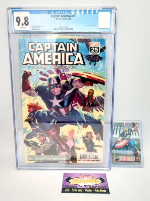CAPTAIN AMERICA #25 (Marvel 2021) CGC 9.8, CAPTAIN AMERICA TRADING CARD COMBO