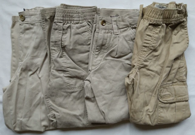 4 Lot TCP School Uniform Dress Pants Cherokee Pull On Khaki Beige Boys 8