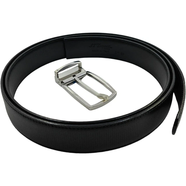 St Dupont - Black Leather Belt & Buckle - W/ Box - New Old Stock Unworned #D52