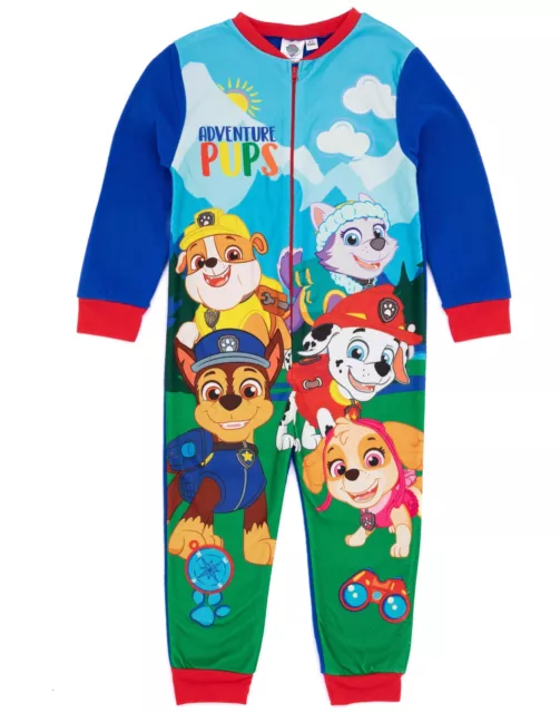 Paw Patrol Boys Jumpsuit Pyjama | Blue All In One Fleece Loungewear | Kids PJs