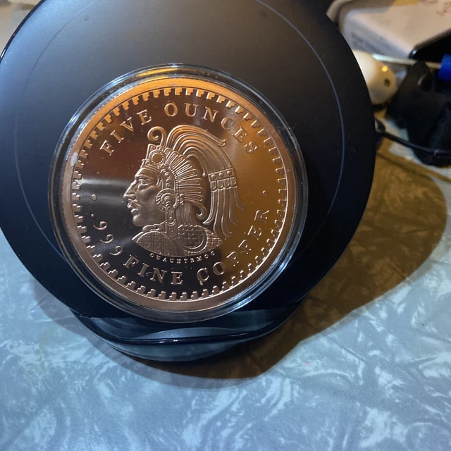 5 Oz Aztec Calendar Round Fine .999 Copper In New Capsule