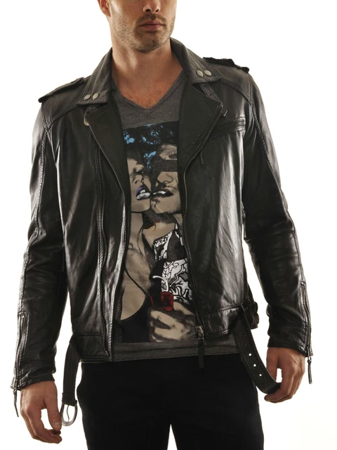 NEW Stylish Men's Genuine Lambskin Leather Jacket Slim Fit Jacket