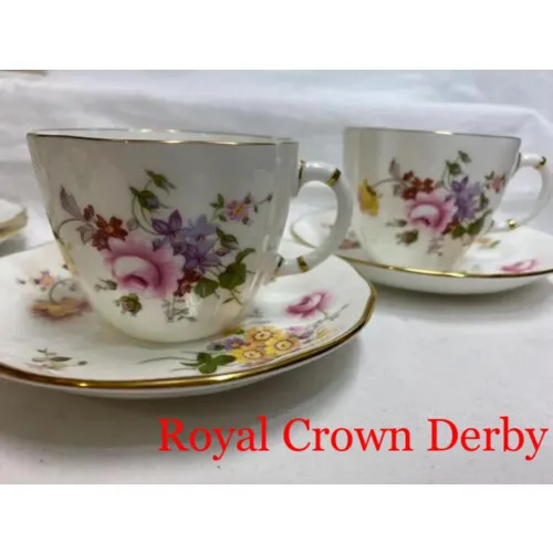 23.Antique Royal Crown Derby Posy Teacup &amp; Saucer