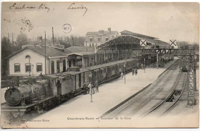 CHALONS SUR MARNE - Marne - CPA 51 - Gare Train - Intérieur de la Gare 1