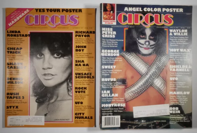 Circus Magazine - Lot of 10 - All VG  Condition -  Kiss Posters - 1977 & 1978