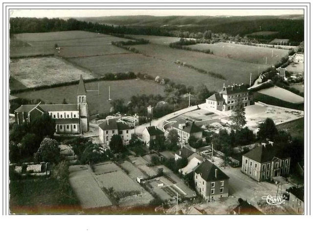 58.Montsauche.vue Aerienne Sur L'eglise, L'ecole , La Mairie.cpsm-Cpm