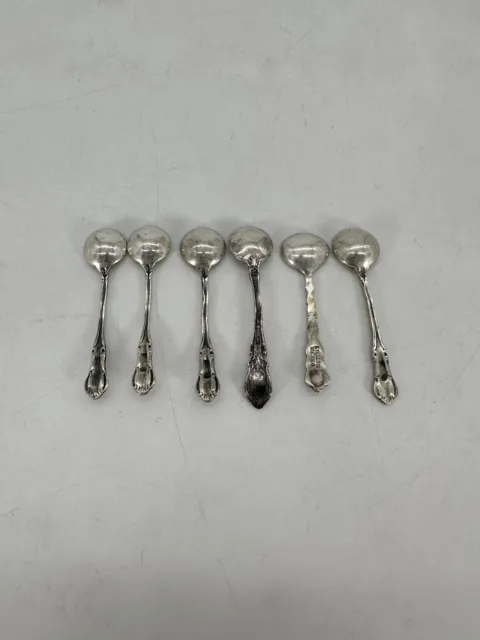 Vintage Antique 925 Sterling Silver 2” Salt Spoons Set of 6 - 24g