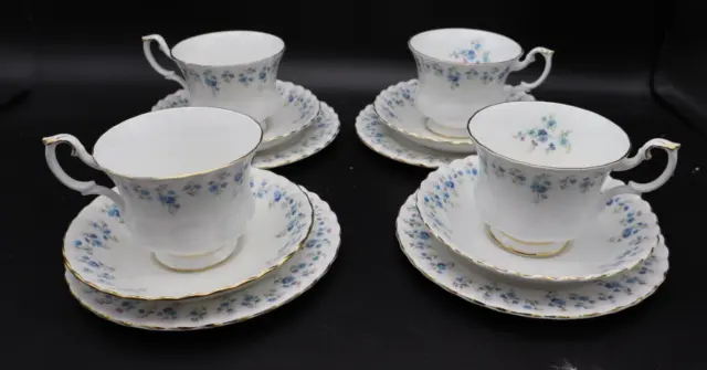 Royal Albert  Memory Lane 4 x Tea Cup. Saucer and Tea Plate Trios