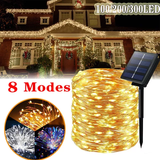 Outdoor Solar String Lights Fairy 100-300LED Copper Wire Waterproof Garden Decor