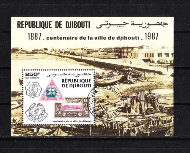 Djibouti  timbre  bloc  centenaire de la ville de Djibouti  num: BF 7  oblitéré