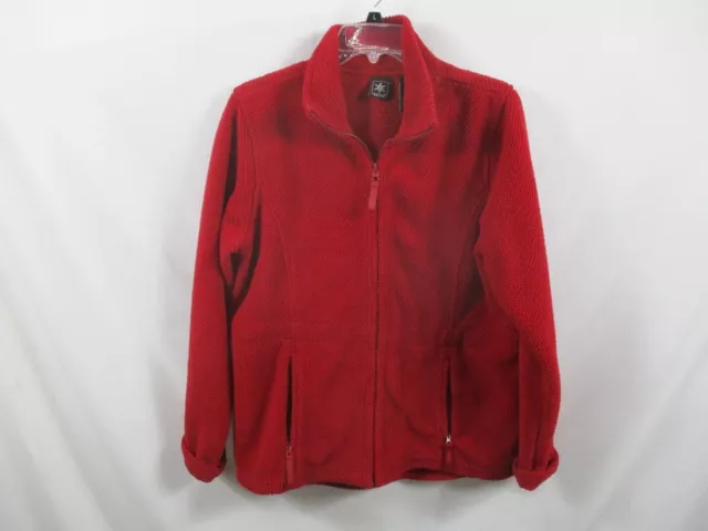 Skyr Womens Jacket Large Red Zip Up Pockets Collared Long Sleeve Polyester