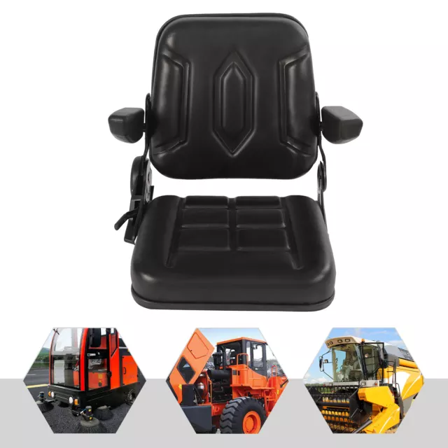 Universal Adjustable Forklift Seat w/ Armrest for Tractor Excavator Skid Loader