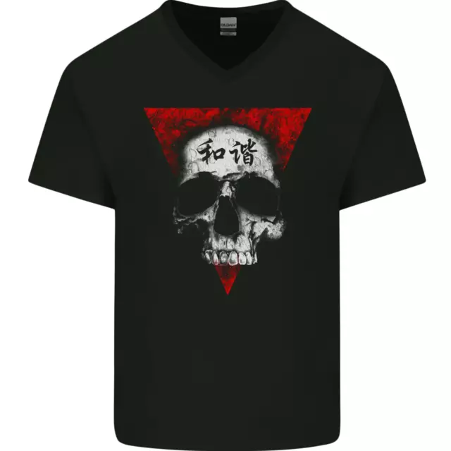 T-shirt da uomo Peace Harmony Skull Gothic Biker scollo a V cotone