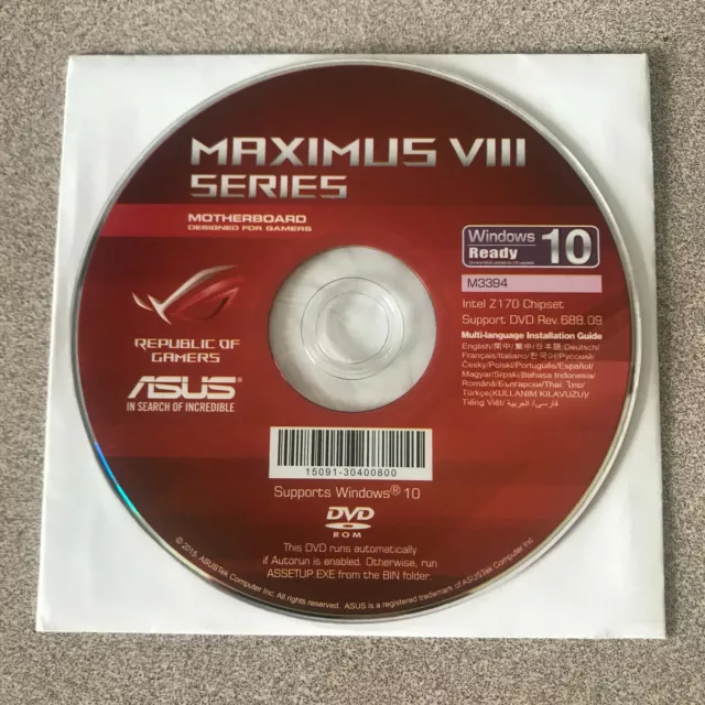 "NEW" ASUS MAXIMUS VIII Series Motherboard Drivers Installation DVD