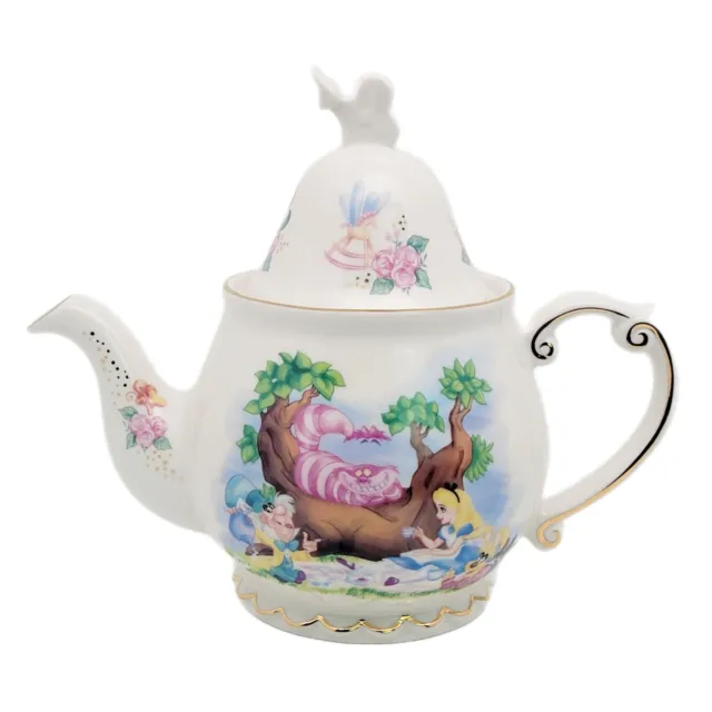 Disney Parks Alice In Wonderland Mad Hatter Cheshire Cat Porcelain Teapot Kettle