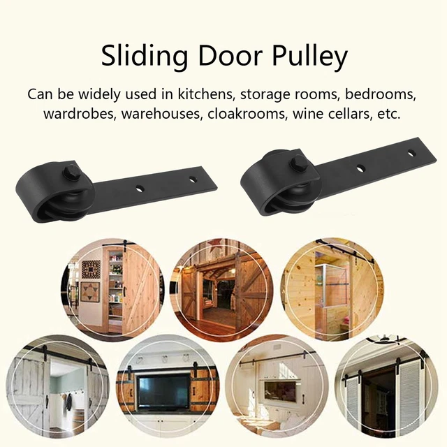 Sliding Barn Door Pulley Hardware Rack Hanger Roller Wheel Carbon Steel Noise GO