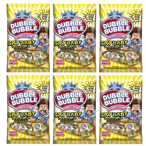 932882 6 X 85G Bag Dubble Bubble Cry Baby Super Sour Gum Balls Tutti Frutti Usa