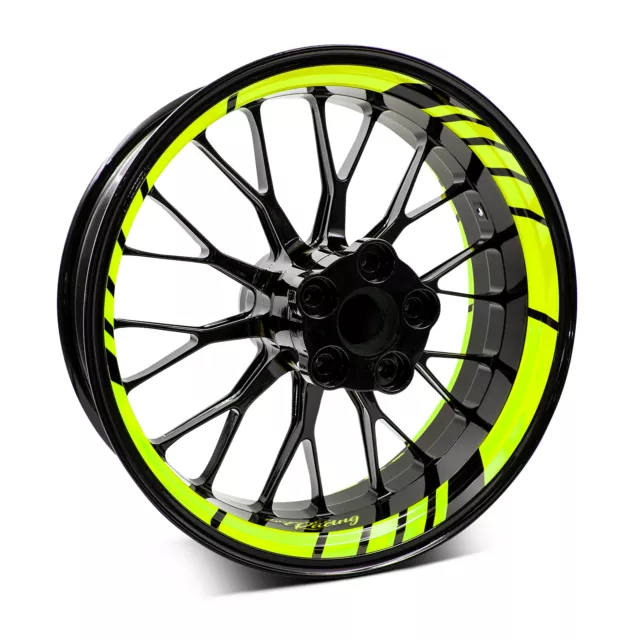 Rim Autocollants Gp Design " Jaune Fluo " Moto Jantes MR020-01