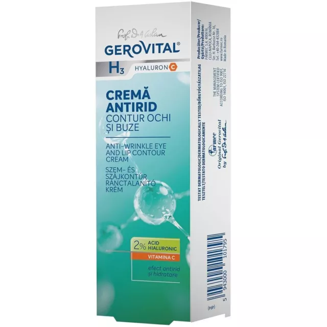 Gerovital H3 Hyaluronic C Crema Contorno De Ojos Y Labios Antiarrugas 15 ml