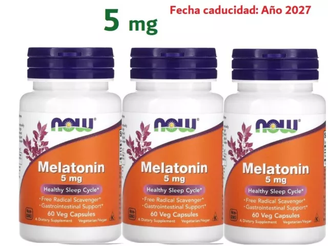 MELATONI 5mg 3x60 cps NOW Foods  MÁXIMO EFECTO. DORMIR MAS Y MEJOR  Envío 24h