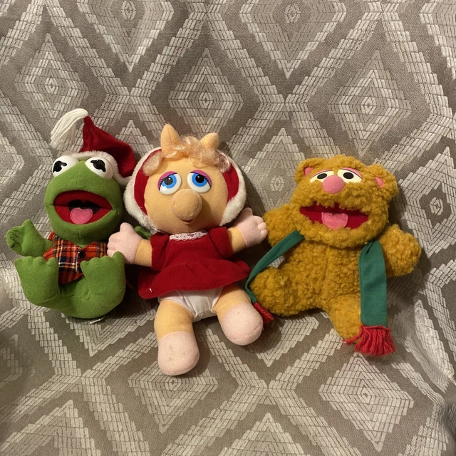 3 vtg McDonalds 1987 MUPPET BABIES Fozzie Kermit Miss Piggy Christmas PLUSH LOT