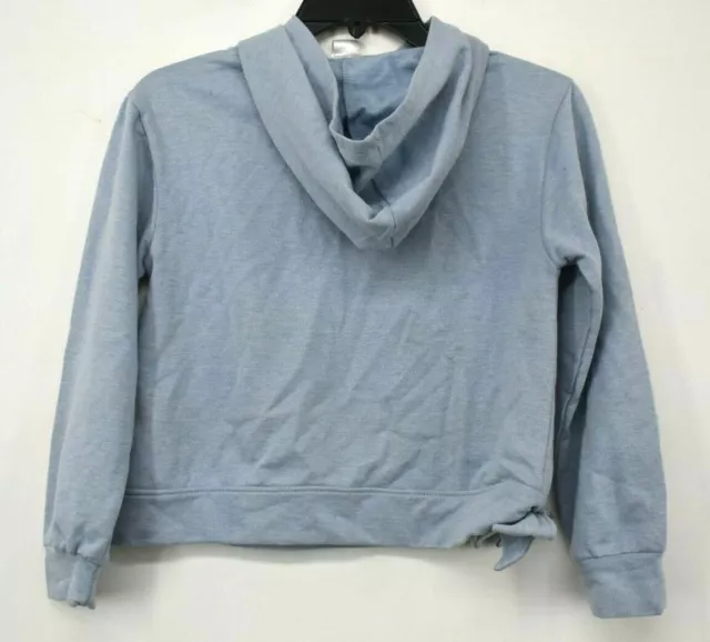 Z By Zella Womens Blue Solid Side Tie Long Sleeves Hoodie Pullover Sweatshirt L 2
