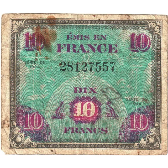 [#635740] Frankreich, 10 Francs, Flag/France, 1944, SÉRIE 1944, SGE, Fayette:VF1