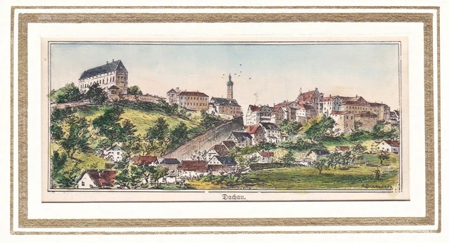 Dachau Oberbayern Bayern Ansicht Holzstich woodcut 1880