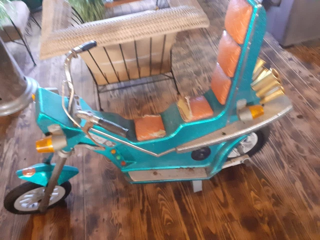 Ancienne Moto De Manege Chopper Bleu "Meline "Johnny Halliday Jouet