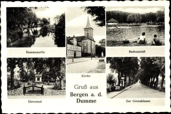 Ak Bergen an der Dumme Wendland, Badeanstalt, Dummepartie, Zur... - 3506259