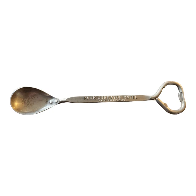 Vintage Hotel Barware Bottle Opener Spoon Park Sheraton Hotel N.Y