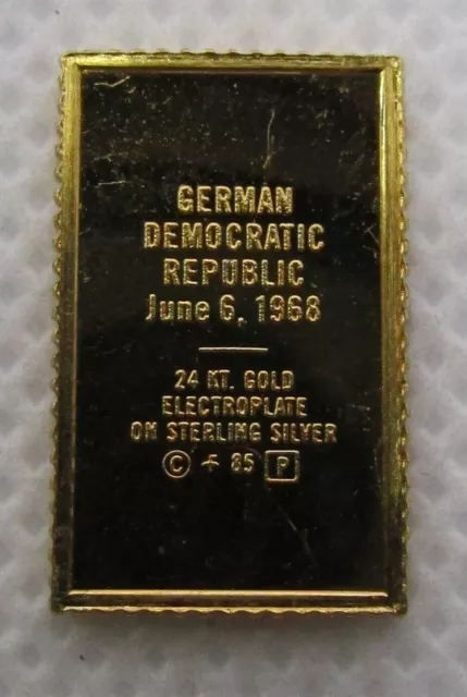 German Democratic Republic 1968 24K On 925 Sterling Silver Ingot Olympic Stamp 2