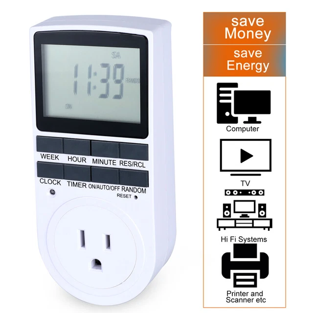 7 DAY HEAVY Duty Digital Electric Programmable Dual Outlet Plug In