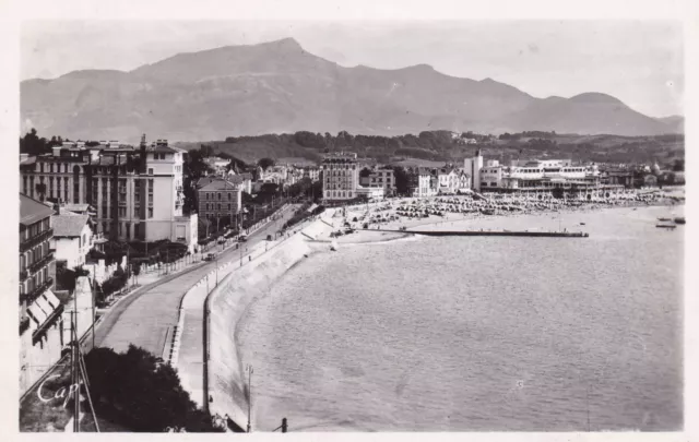 Carte Postale Ancienne Cpa Noir & Blanc / St-Jean-De-Luz Vue Generale Plage 1949