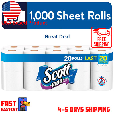 Scott 1000 Sheets Per Roll Toilet Paper 20 Rolls For Bath Free Shipping Ct Usa