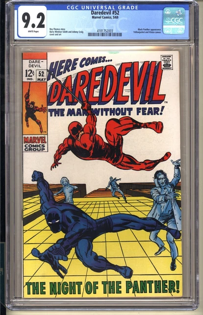 DAREDEVIL #52  CGC 9.2 WP NM-  Marvel Comics 1969 Black Panther Yellow Jacket v1