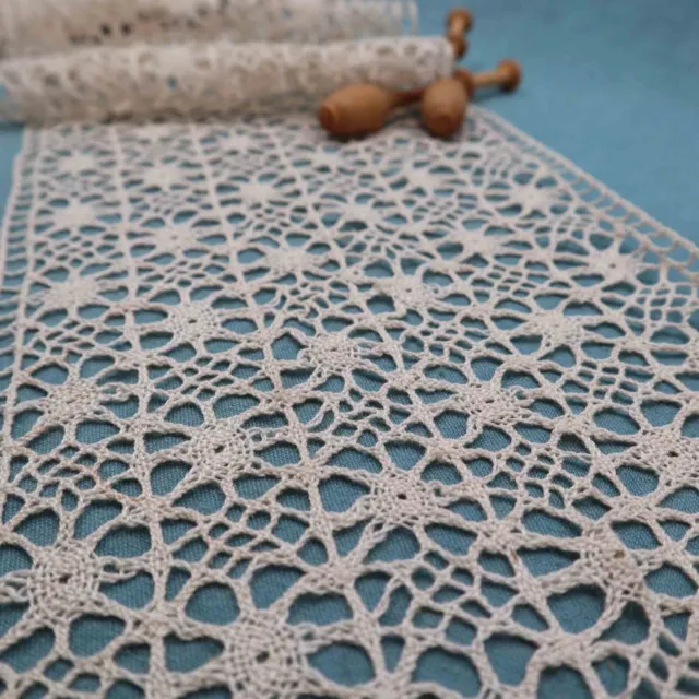 Vintage French Cotton Lace Trim - Wide Antique Bobbin Lace Craft Sewing Projects