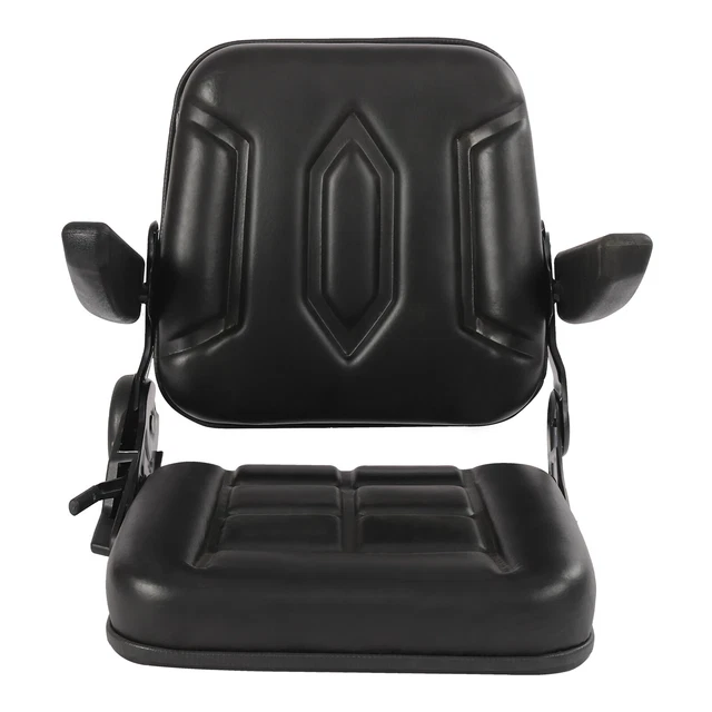Universal PU Seat w/Armrest+Backrest for Excavator Forklift Tractor Digger Black